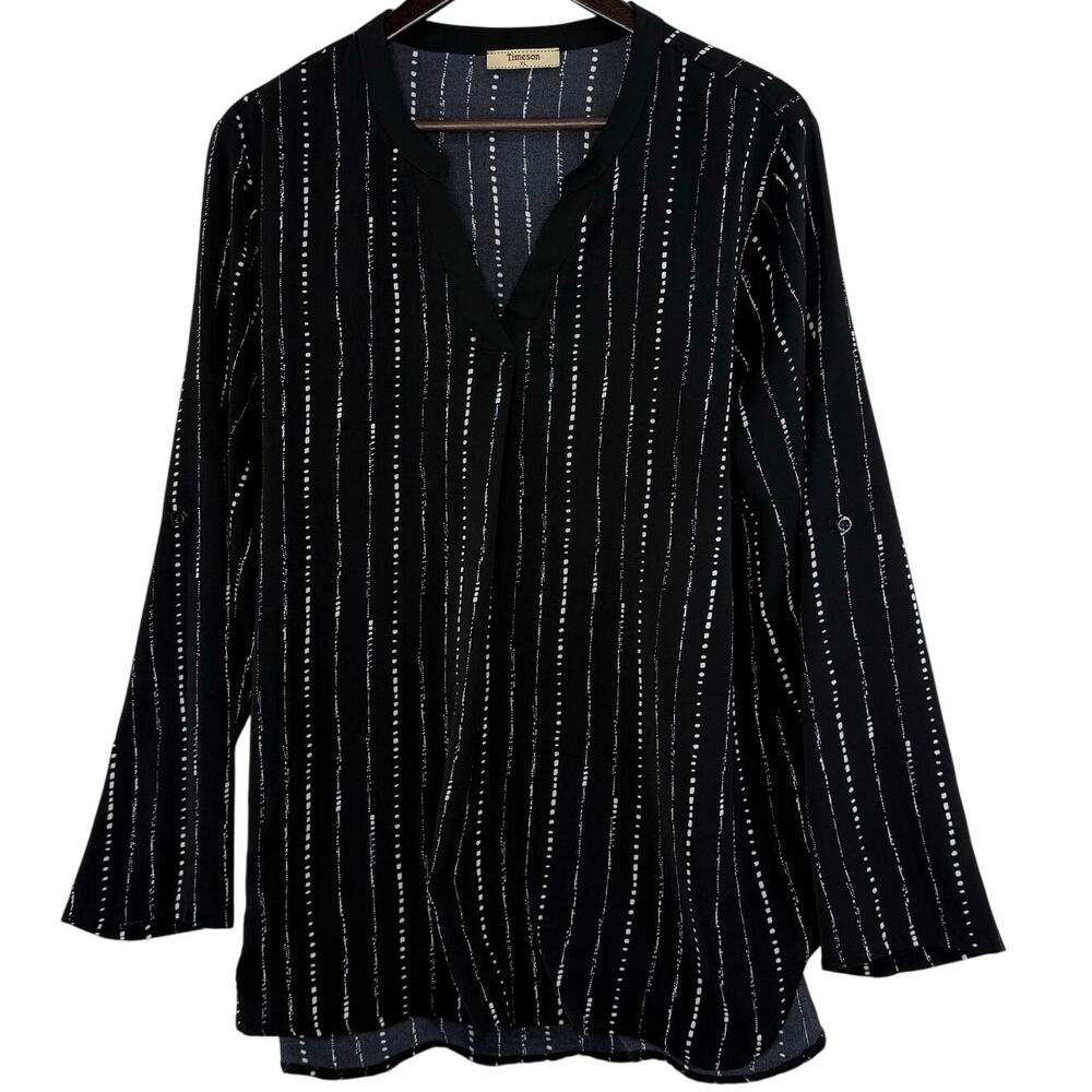 Timeson Black Stripe Whimsigoth Blouse XL